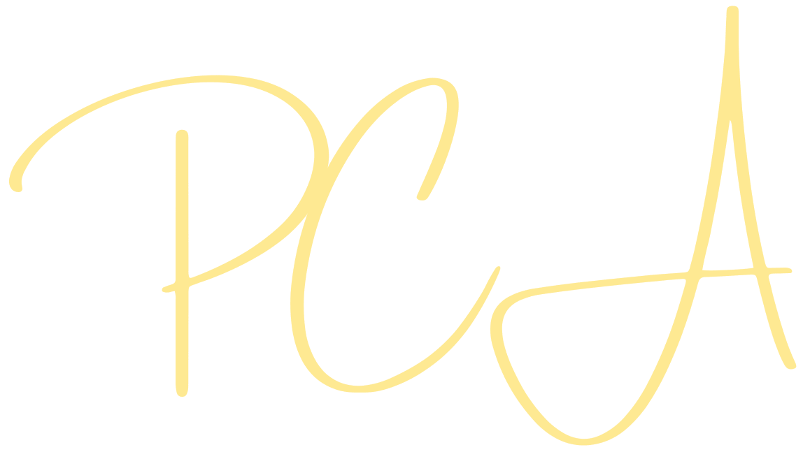 Yellow letters "PCA" on a transparent background.